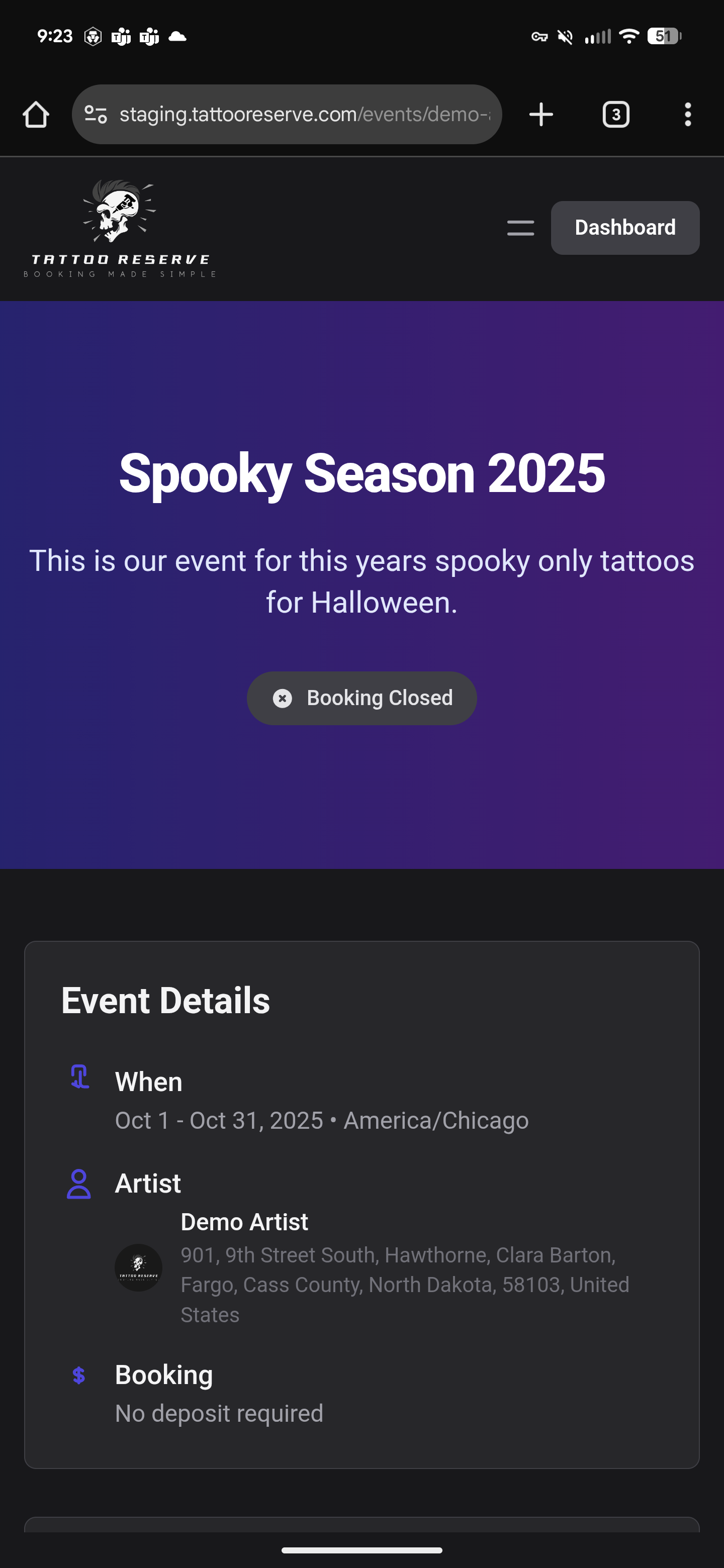 Flash Event Public Page