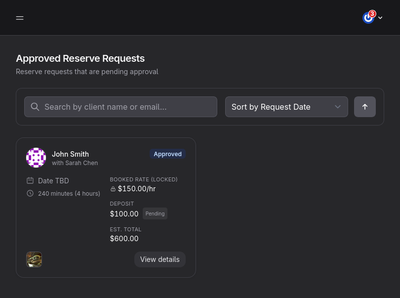 Approved Reserve Requests