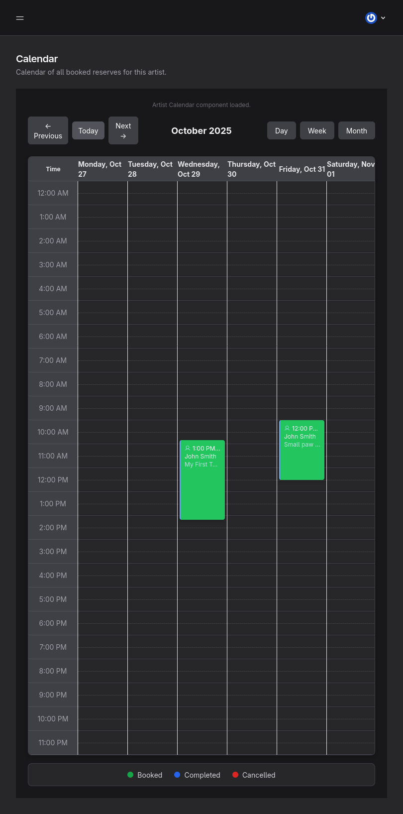 Calendar - Week View