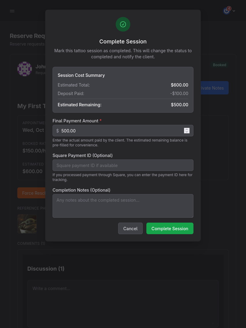 Complete Session Modal