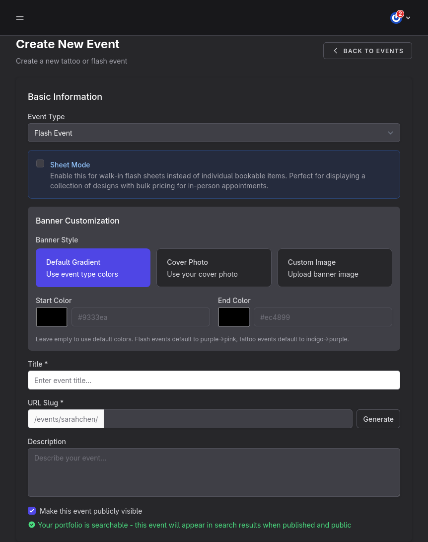 Create Flash Event - Top