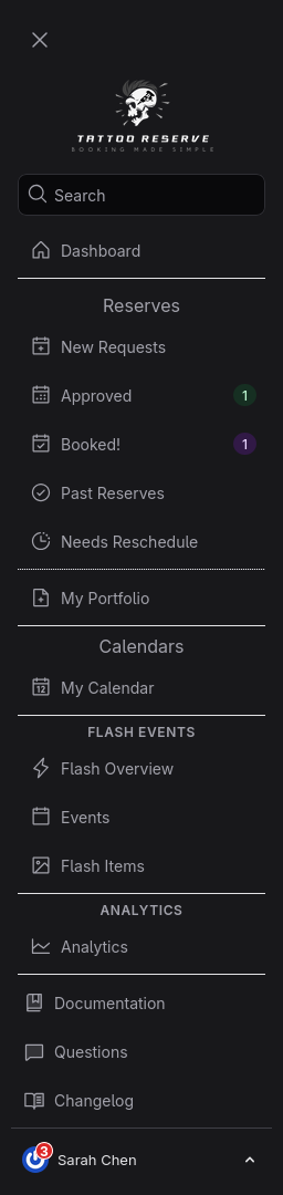 Artist Sidebar Menu