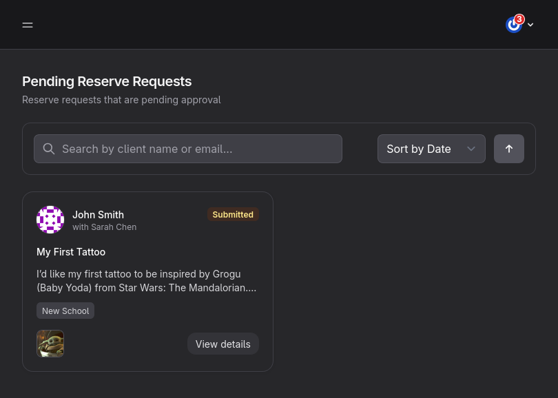 Pending Reserve Requests