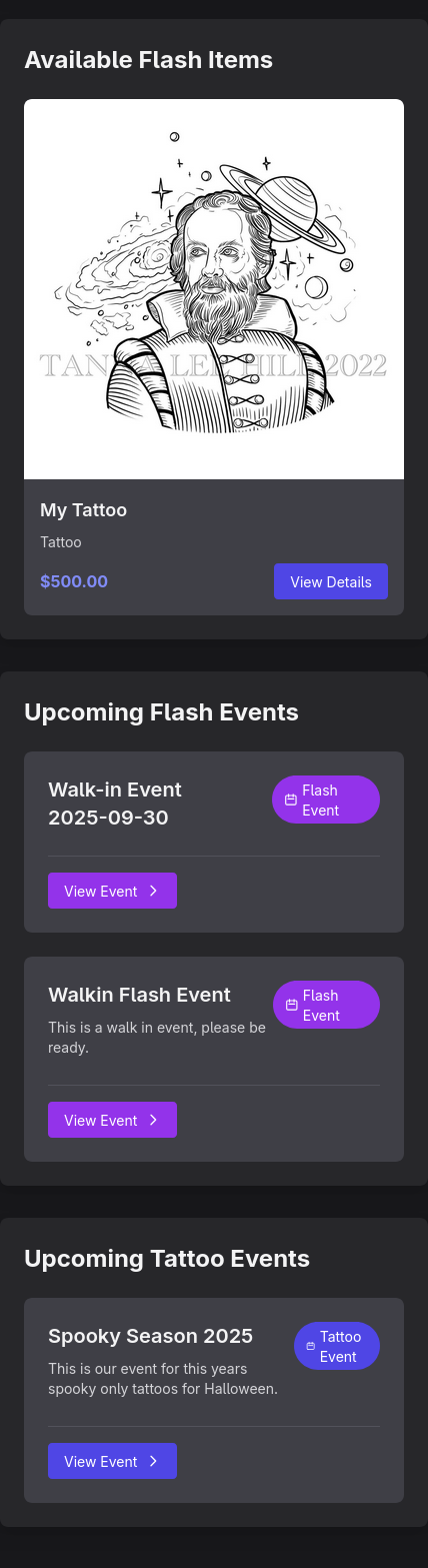 Artist Profile - Booking Options