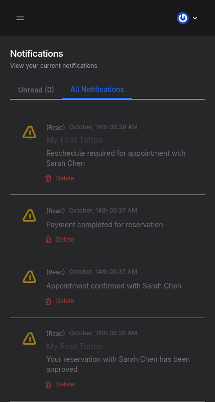 Notifications Page