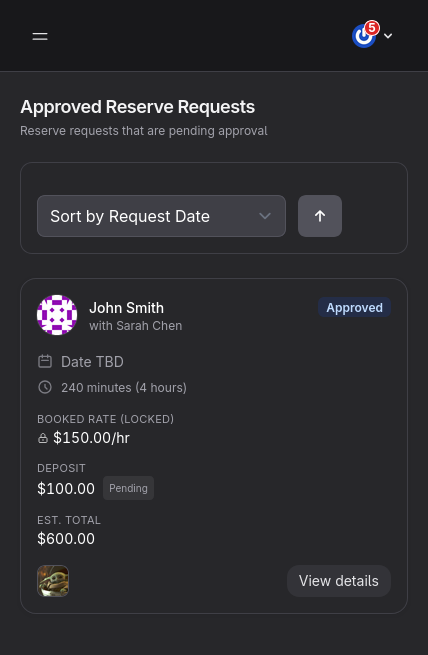 Approved Reserve Requests