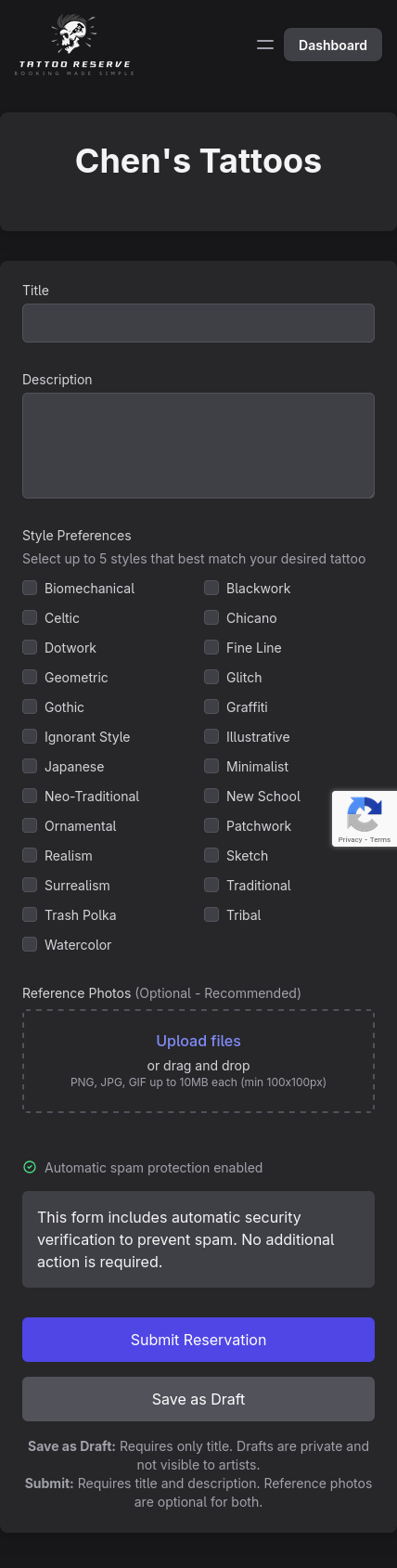 Booking Request Form