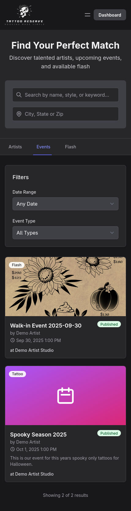 Event Search Results