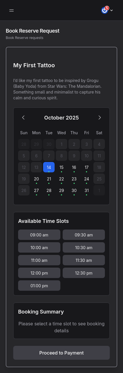 Book Reserve Request - Calendar